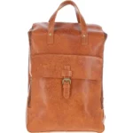 Tewtiw Unisex Tan Hand-Waxed Full-Grain Leather 16-Inch Laptop Backpack