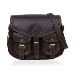 Tewtiw Women's Dark Brown Full-Grain Leather 11-Inch Crossbody Saddle Bag