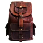 Tewtiw Unisex Brown Buffalo Leather 16-Inch Rucksack Backpack