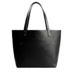 Tewtiw Women's Black Full-Grain Leather 15-Inch Tote Bag
