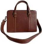 Tewtiw Women's Chocolate Brown Textured Leather 14-Inch Structured Satchel