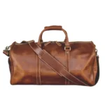 Tewtiw Unisex Cognac Buffalo Leather 24-Inch Duffel Bag – Handcrafted Smooth Finish Weekender
