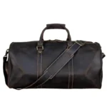 Tewtiw Unisex Dark Chocolate Full-Grain Leather 24-Inch Travel Duffel Bag
