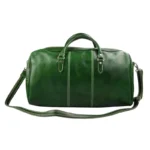 Tewtiw Unisex Emerald Green Full-Grain Leather 24-Inch Travel Duffel Bag