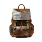 Tewtiw Unisex Burnt Brown Vegetable-Tanned Buffalo Leather 16-Inch Backpack