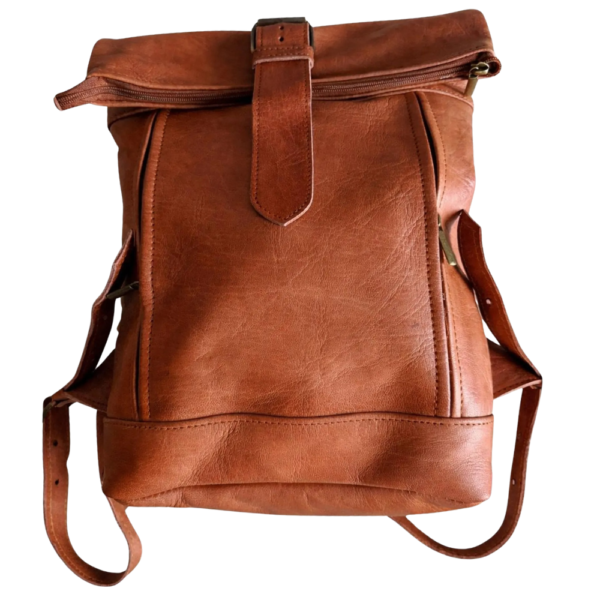 Leather Roll-Top Backpack 17x12-Inch
