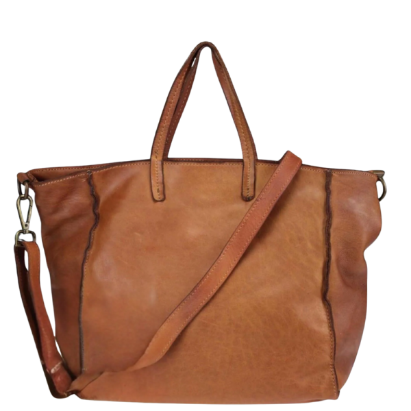 Leather Tote Bag with Crossbody Strap 16x13-Inch
